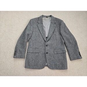 Oakbrook Mens Blazer Gray Chevron Single-Breasted Notch Lapel 100% Pure Wool 40S
